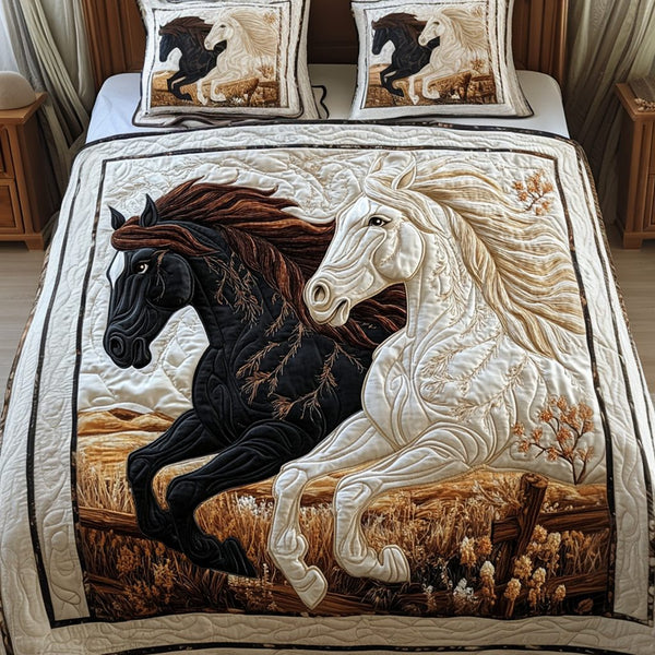 Stable Serenity quilted 3-piece bedding set on a made bed with two matching pillow shams