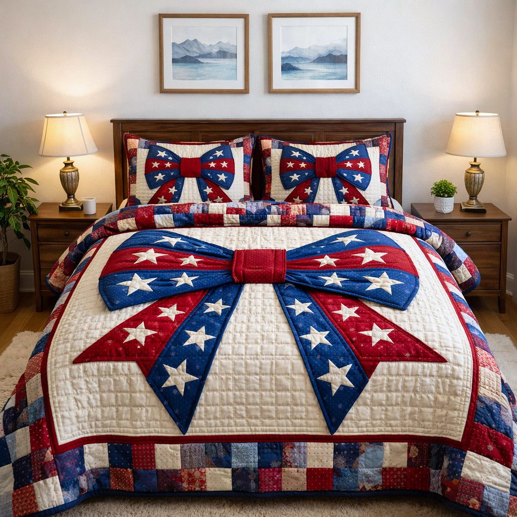 Star Legacy quilted 3-piece bedding set on a made bed with two matching pillow shams