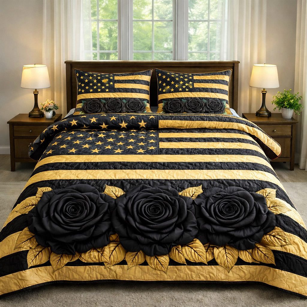 Star Legacy quilted 3-piece bedding set on a made bed with two matching pillow shams