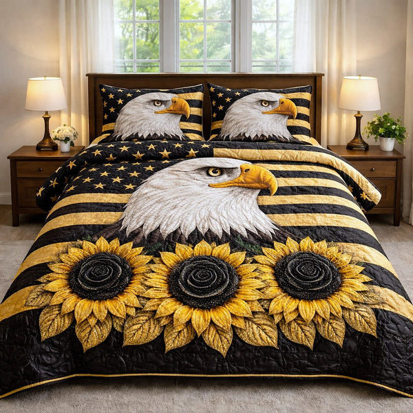 Star Legacy quilted 3-piece bedding set on a made bed with two matching pillow shams