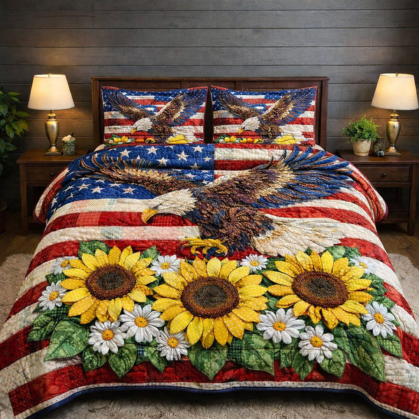 Star Legacy quilted 3-piece bedding set on a made bed with two matching pillow shams