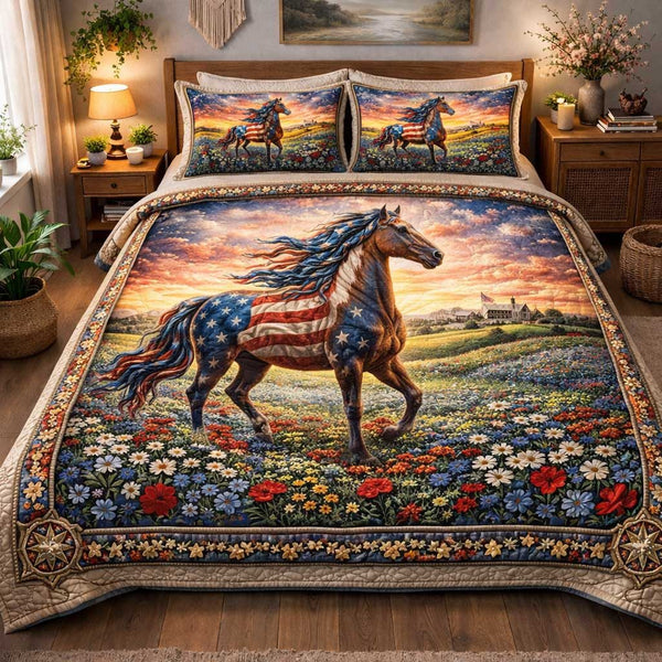 Star Palette quilted 3-piece bedding set on a made bed with two matching pillow shams