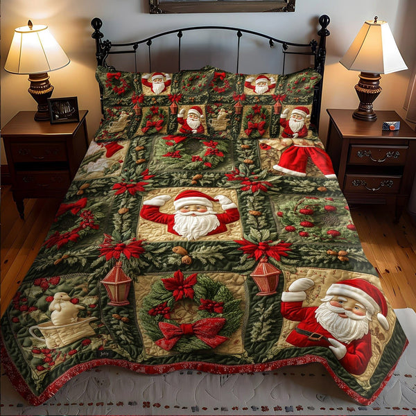 Starbright Christmas quilted 3-piece bedding set on a made bed in a winter-styled bedroom