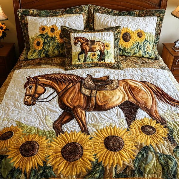 Starlight Hoof quilted 3-piece bedding set on a made bed with two matching pillow shams