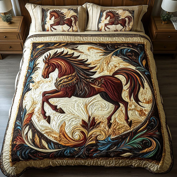 Starlight Spirit quilted 3-piece bedding set on a made bed with two matching pillow shams