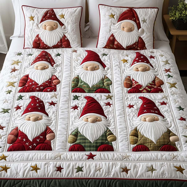 Starlit Cheer quilted 3-piece bedding set on a made bed with two matching pillow shams