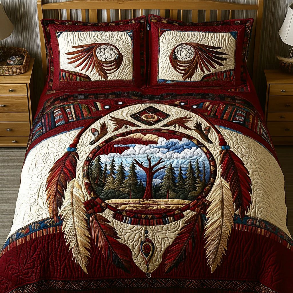 Starlit Protector quilted 3-piece bedding set on a made bed with two matching pillow shams