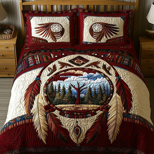 Starlit Protector quilted 3-piece bedding set on a made bed with two matching pillow shams