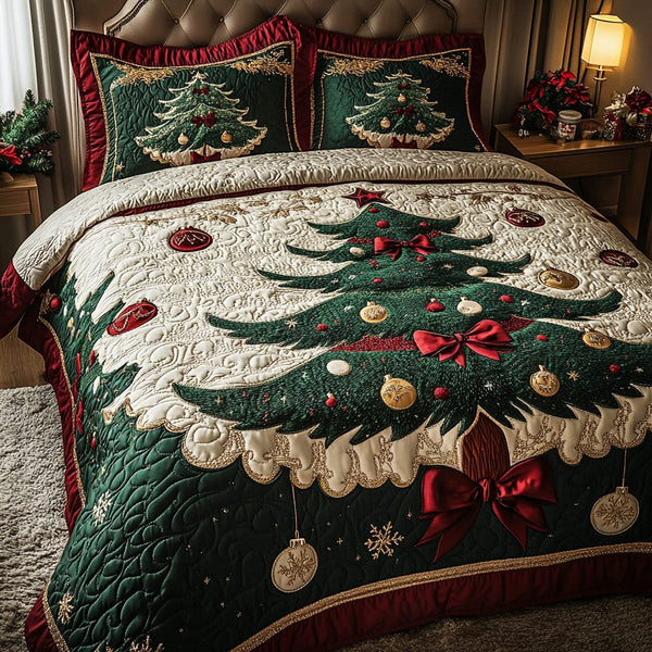 Starry Grove quilted 3-piece bedding set on a made bed with two matching pillow shams