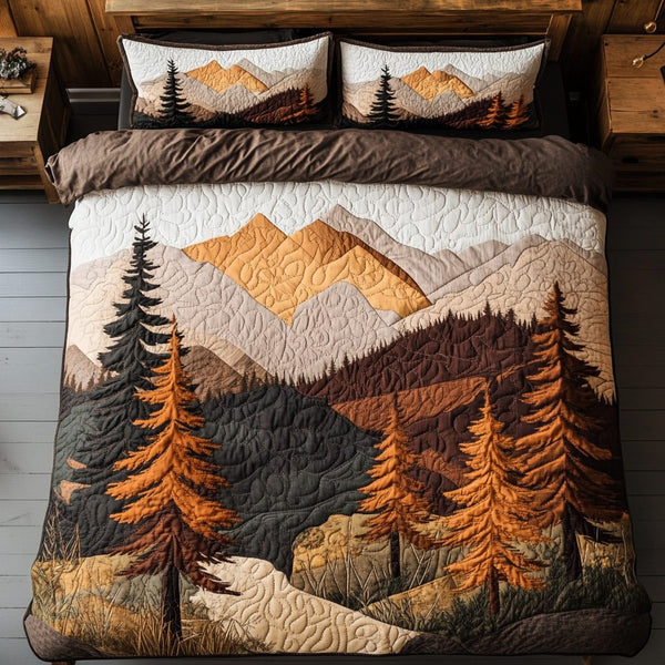 Starry Grove quilted 3-piece bedding set on a made bed with two matching pillow shams