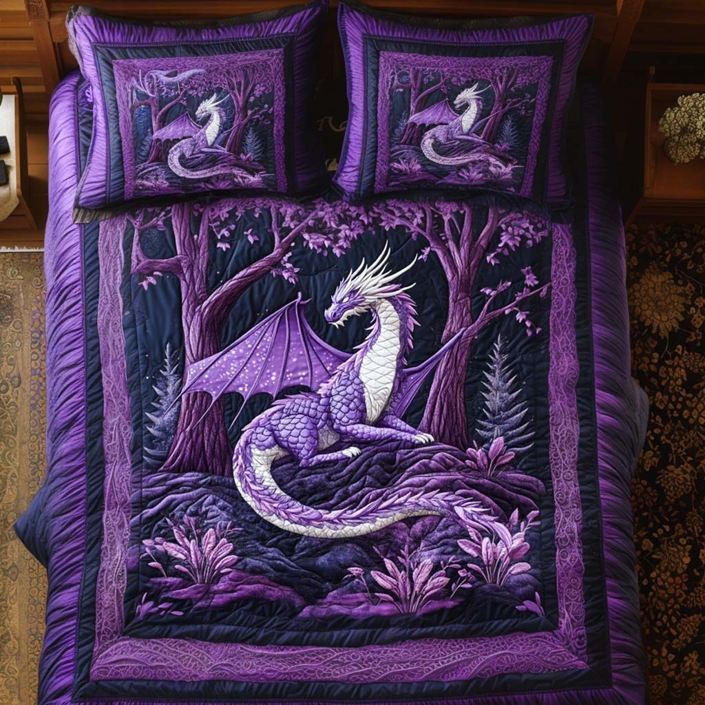 Starwing Majesty quilted 3-piece bedding set on a made bed with two matching pillow shams