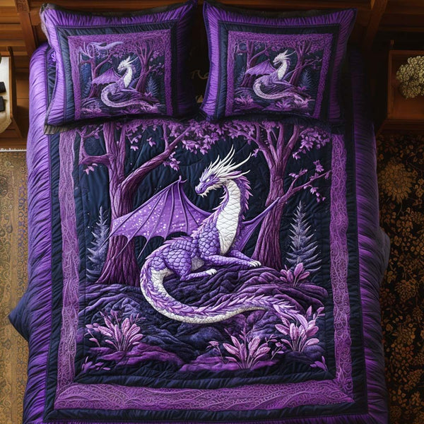 Starwing Majesty quilted 3-piece bedding set on a made bed with two matching pillow shams