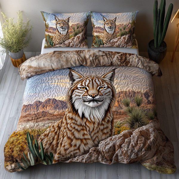 Stealth Hunter quilted 3-piece bedding set on a made bed with two matching pillow shams