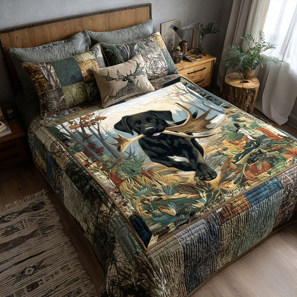 Storm Chaser quilted 3-piece bedding set on a made bed with two matching pillow shams