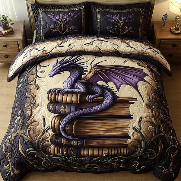 Storm Wing quilted 3-piece bedding set on a made bed with two matching pillow shams