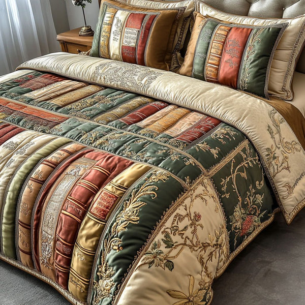 Storybook Dreams quilted 3-piece bedding set on a made bed with two matching pillow shams