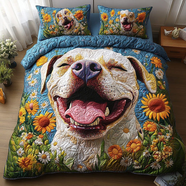 Street Soul quilted 3-piece bedding set on a made bed with two matching pillow shams