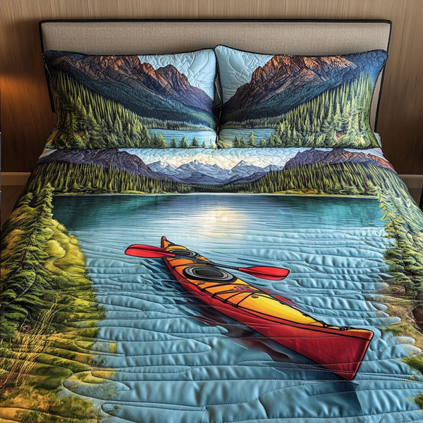 Tahoe Escape quilted 3-piece bedding set on a made bed with two matching pillow shams