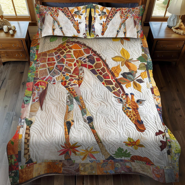 Tall Tales quilted 3-piece bedding set on a made bed with two matching pillow shams