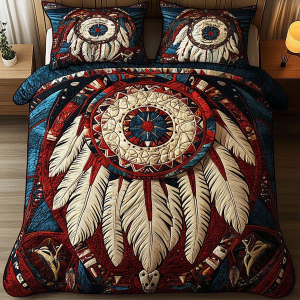 The Dream Protector quilted 3-piece bedding set on a made bed with two matching pillow shams