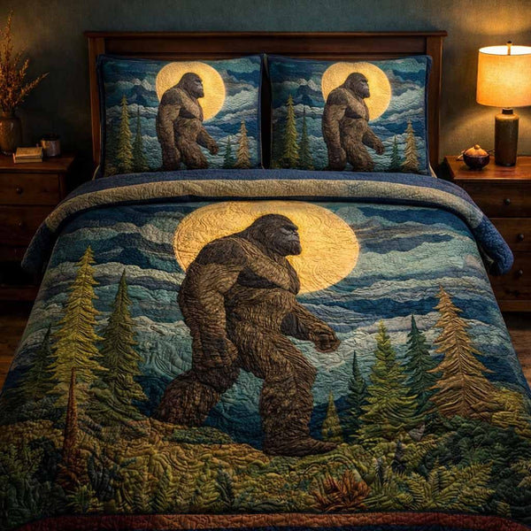 Timber Giant quilted 3-piece bedding set on a made bed with two matching pillow shams