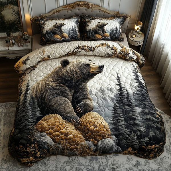 Timberland Beast quilted 3-piece bedding set on a made bed with two matching pillow shams