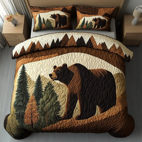 Timberland Escape quilted 3-piece bedding set on a made bed with two matching pillow shams