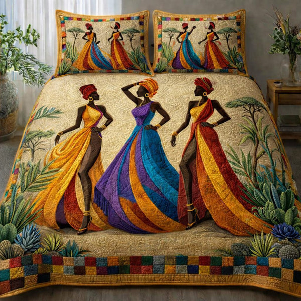 Timeless Ebony Beauty quilted 3-piece bedding set on a made bed in a farmhouse bedroom
