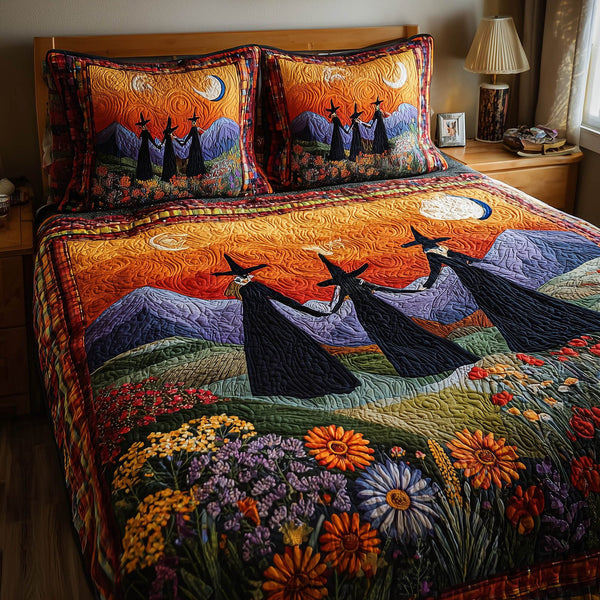Timeless Magic quilted 3-piece bedding set on a made bed in a farmhouse bedroom
