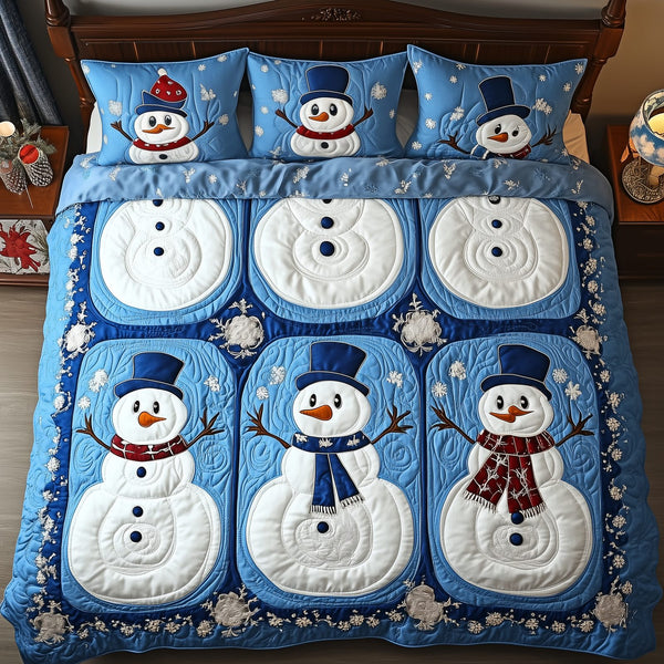Tis The Season to Sparkle quilted 3-piece bedding set on a made bed with two matching pillow shams