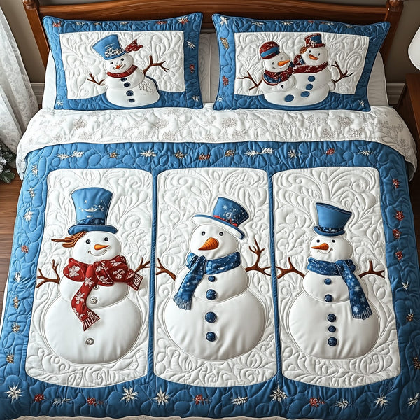 Tis The Season to Sparkle quilted 3-piece bedding set on a made bed with two matching pillow shams