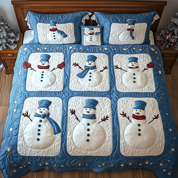 Tis The Season to Sparkle quilted 3-piece bedding set on a made bed with two matching pillow shams