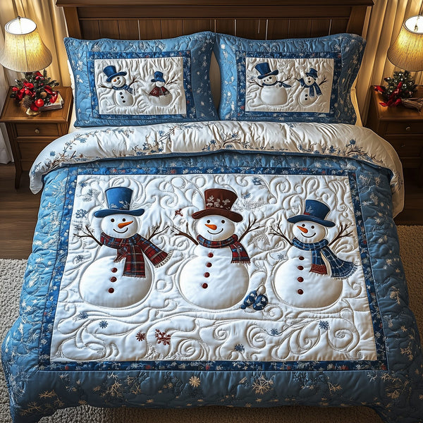 Tis The Season to Sparkle quilted 3-piece bedding set on a made bed with two matching pillow shams