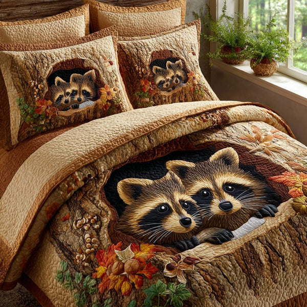 Together Always quilted 3-piece bedding set on a made bed with two matching pillow shams