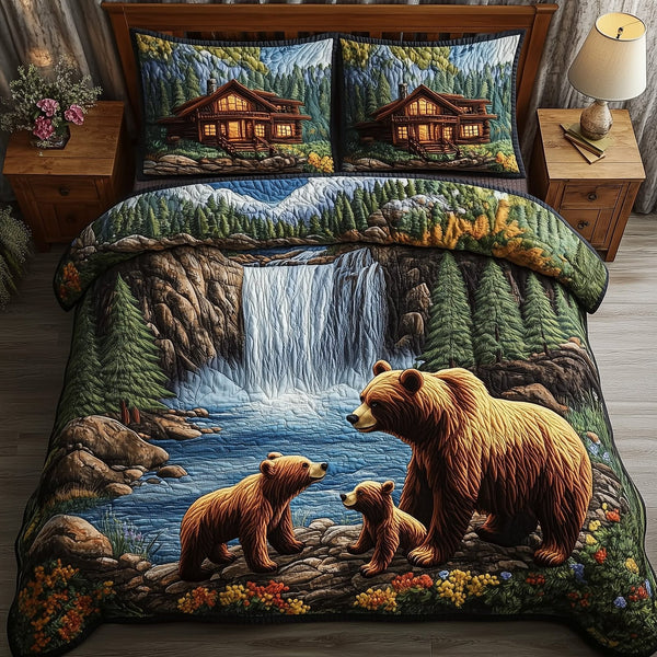 Together in the Wild quilted 3-piece bedding set on a made bed with two matching pillow shams