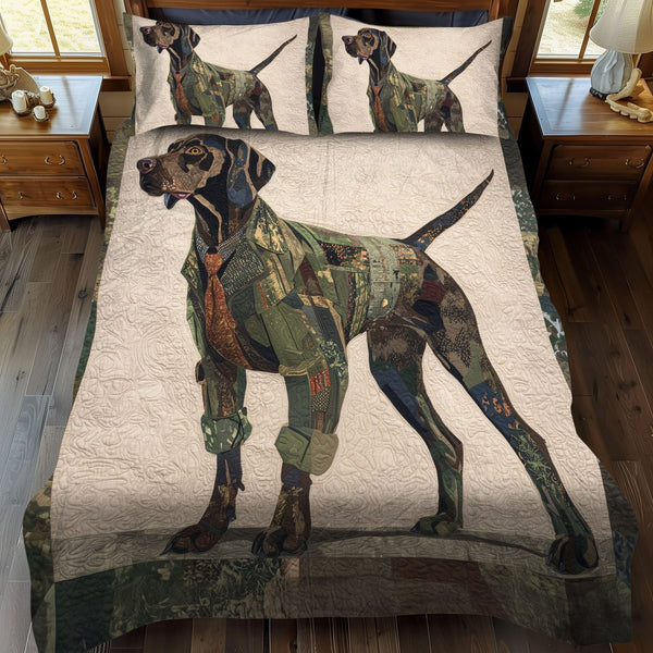 Trailblazer Hunter quilted 3-piece bedding set on a made bed with two matching pillow shams
