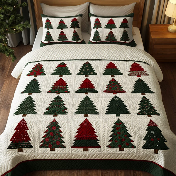 Treetop Magic quilted 3-piece bedding set on a made bed with two matching pillow shams