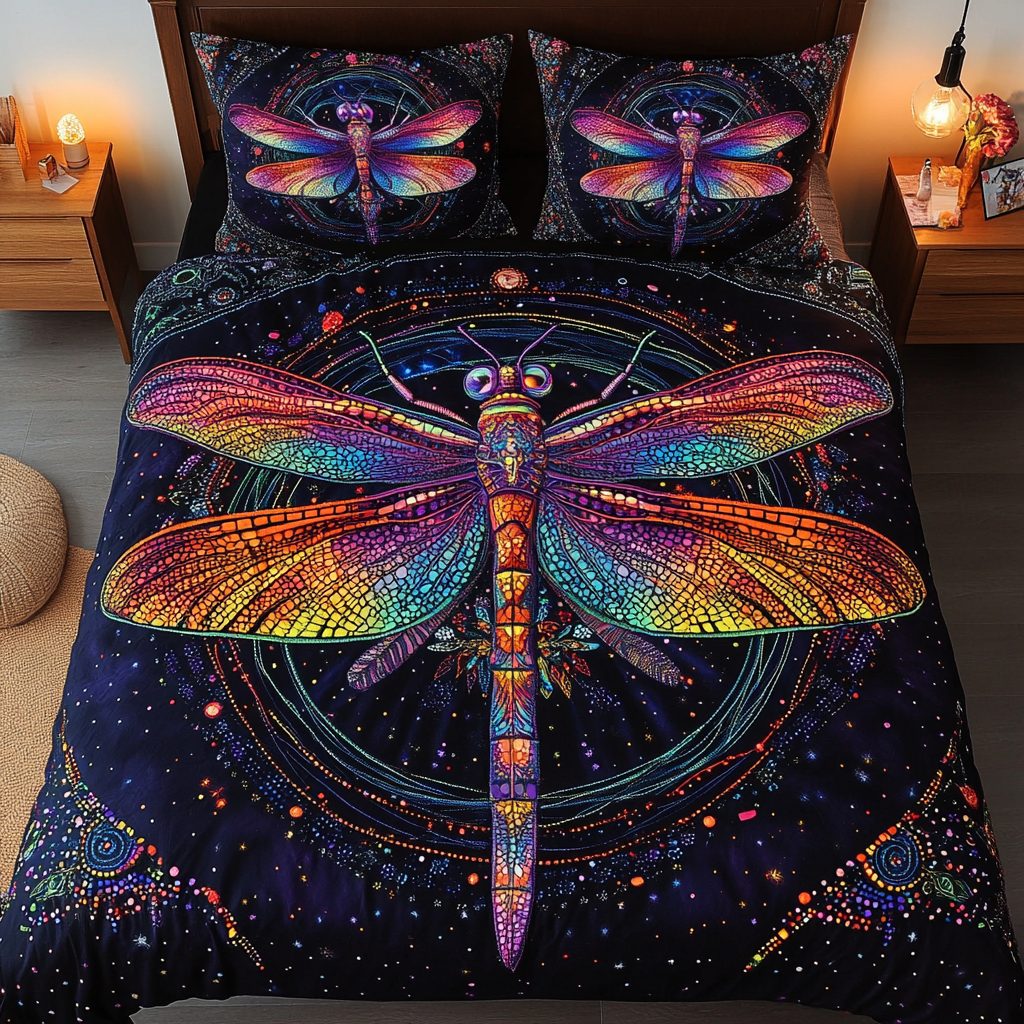 Twilight Flyer quilted 3-piece bedding set on a made bed with two matching pillow shams