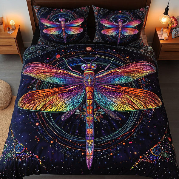Twilight Flyer quilted 3-piece bedding set on a made bed with two matching pillow shams