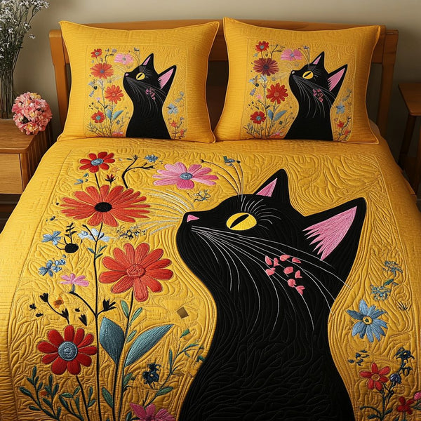 Twilight Gaze quilted 3-piece bedding set on a made bed with two matching pillow shams