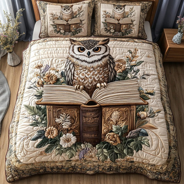 Twilight Soar quilted 3-piece bedding set on a made bed with two matching pillow shams