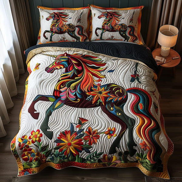 Twilight Sparkle quilted 3-piece bedding set on a made bed with two matching pillow shams