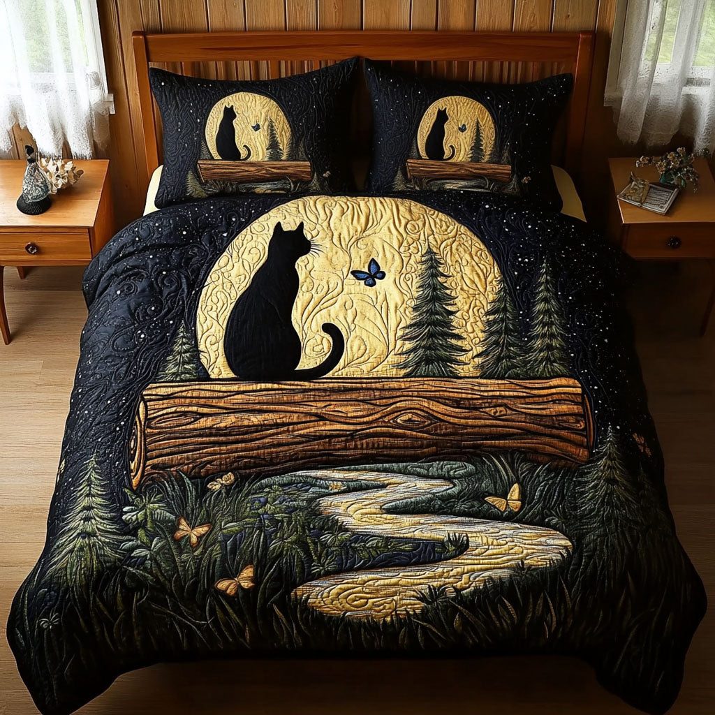 Twilight Stalker quilted 3-piece bedding set on a made bed with two matching pillow shams