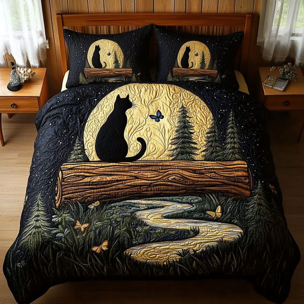 Twilight Stalker quilted 3-piece bedding set on a made bed with two matching pillow shams