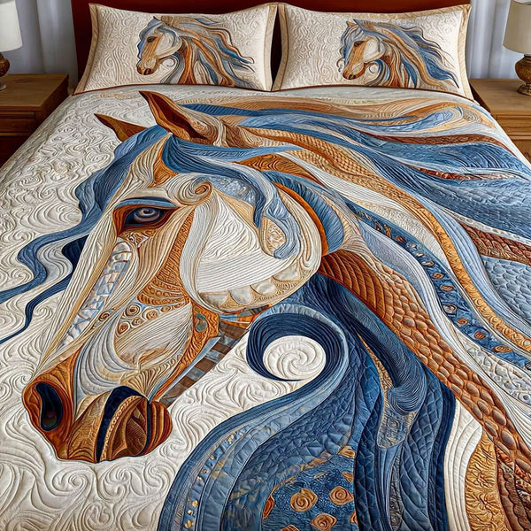 Untamed Elegance quilted 3-piece bedding set on a made bed with two matching pillow shams