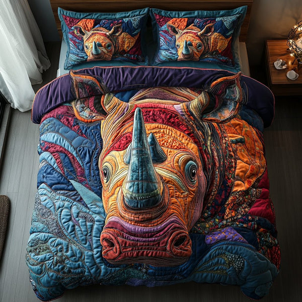 Untamed Strength quilted 3-piece bedding set on a made bed with two matching pillow shams
