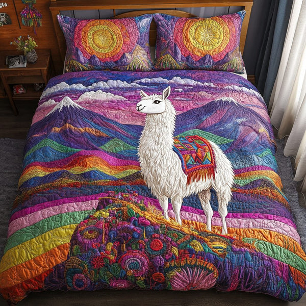 Velvet Hills quilted 3-piece bedding set on a made bed with two matching pillow shams