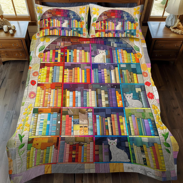 Verse Vista quilted 3-piece bedding set on a made bed in a softly lit bedroom