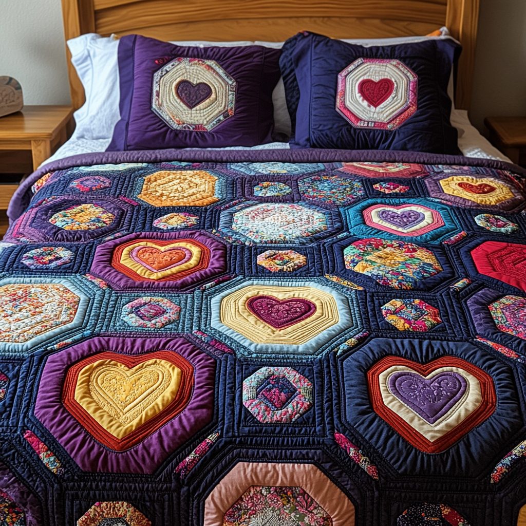 Warm Embrace quilted 3-piece bedding set on a made bed with two matching pillow shams