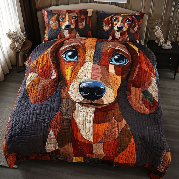 Warm Gaze quilted 3-piece bedding set on a made bed with two matching pillow shams